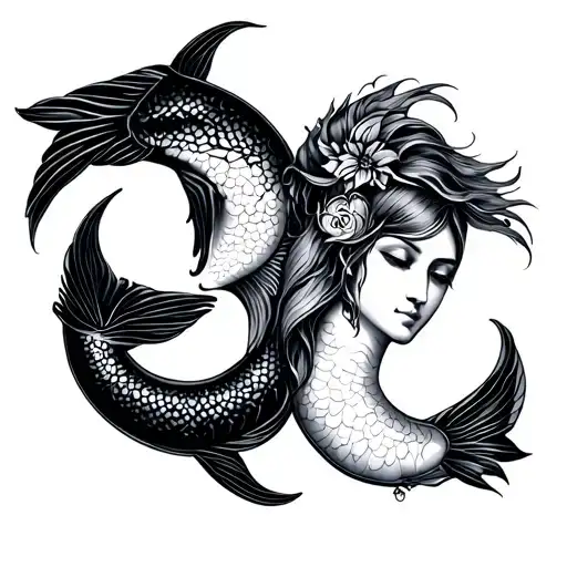 Libra male Pisces female soulmate tattoo design idea