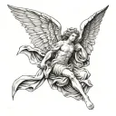 Angel with money tattoo design idea