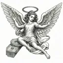 Angel with money tattoo design idea
