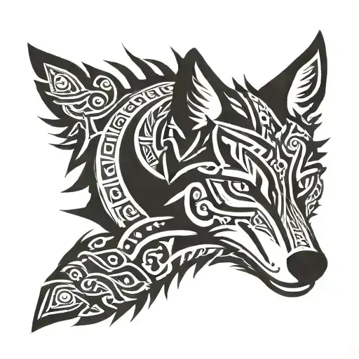 nordic wolf head tattoo design idea