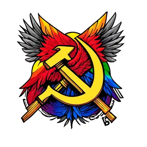 Red, Communist hammer and sickle, 161 Rainbow vegan Antifa tattoo design idea