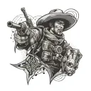 space cowboy tattoo design idea