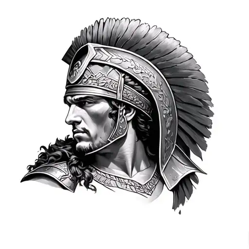 Roman Centurion on ribs basic but attractive tattoo design idea