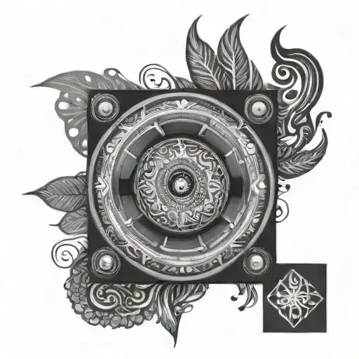 mandala subwoofer emitting vibrant sound tattoo design idea