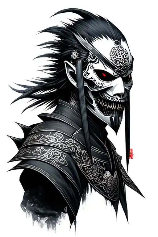 Ghost Of Tsushima Different's mask tattoo design idea