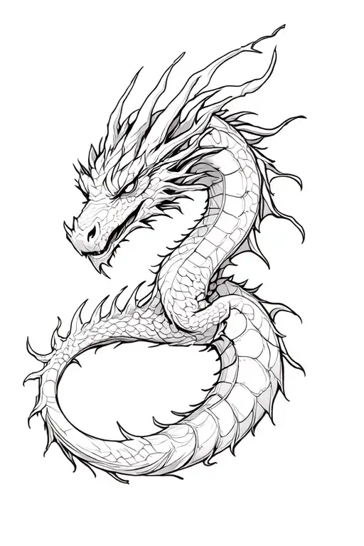 Fine Line Dragon tattoo design idea