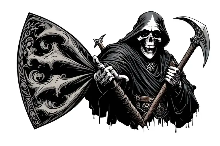 chevy bowtie and grim reaper holding a scythe tattoo design idea