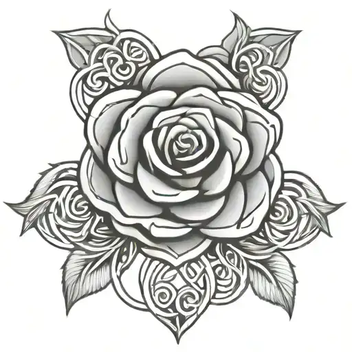 celtic rose intertwined tattoo design idea
