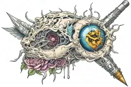 injection needle transforming tattoo design idea