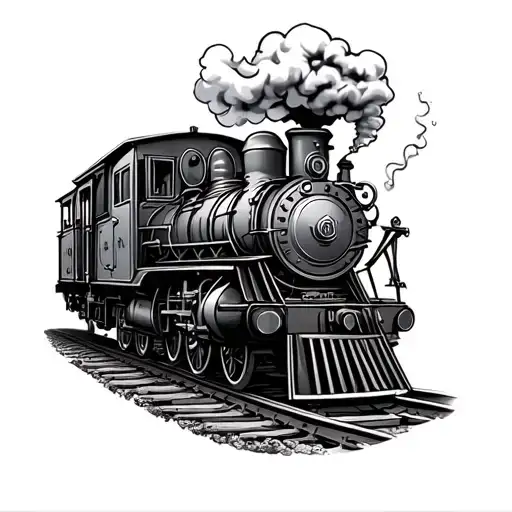 magical steam engine train around ankle  tattoo design idea