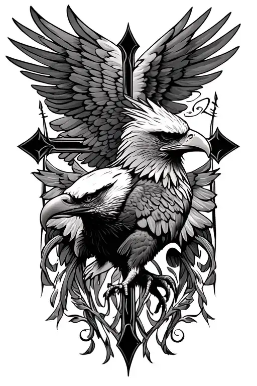 eagles cross river iraqi heritage wings  tattoo design idea
