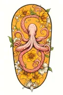 snowdrop, rose, marigold, octopus tentacles tattoo design idea