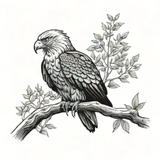 wedge-tailed eagle gumtrees in background  tattoo design idea