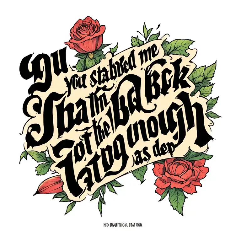 you stabbed me in the back but not deep enough as lettering tattoo design idea