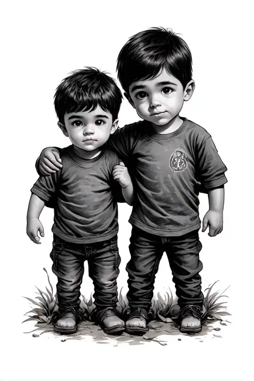 older brother arm around little brother my brothers keeper tattoo design idea