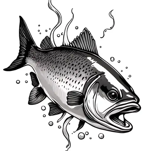 rainbow Trout swimming top view tattoo design idea