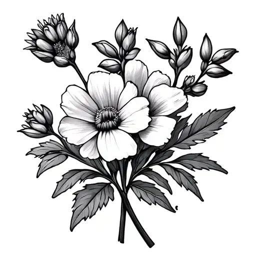 Scottish heather flowers and sweat pea flower tattoo design idea