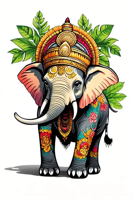 Bali traditional style tattoo elephant tattoo design idea