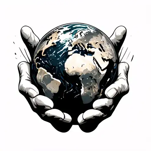 the world is yours in hands holding tattoo design idea