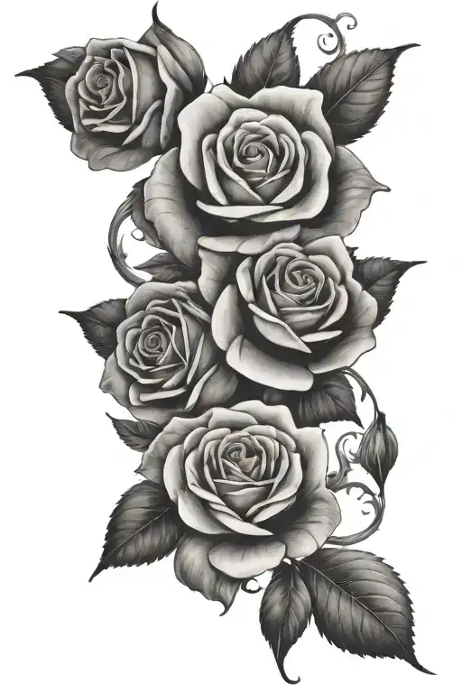 three roses blooming tattoo design idea