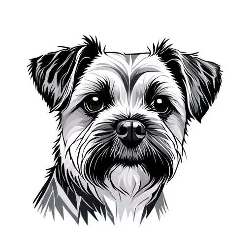geometric border terrier head tattoo design idea
