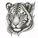 half tiger face half lioness tattoo design idea