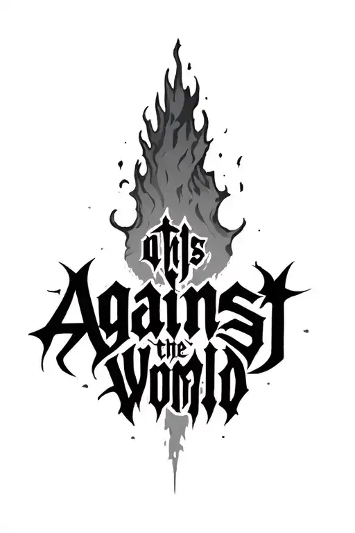 Against the World gothic script font tattoo design idea