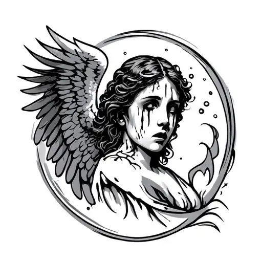 Crying Angel tattoo design idea