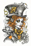 cut mad hatter voodoo doll tattoo design idea