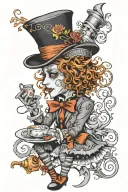 cut mad hatter voodoo doll tattoo design idea