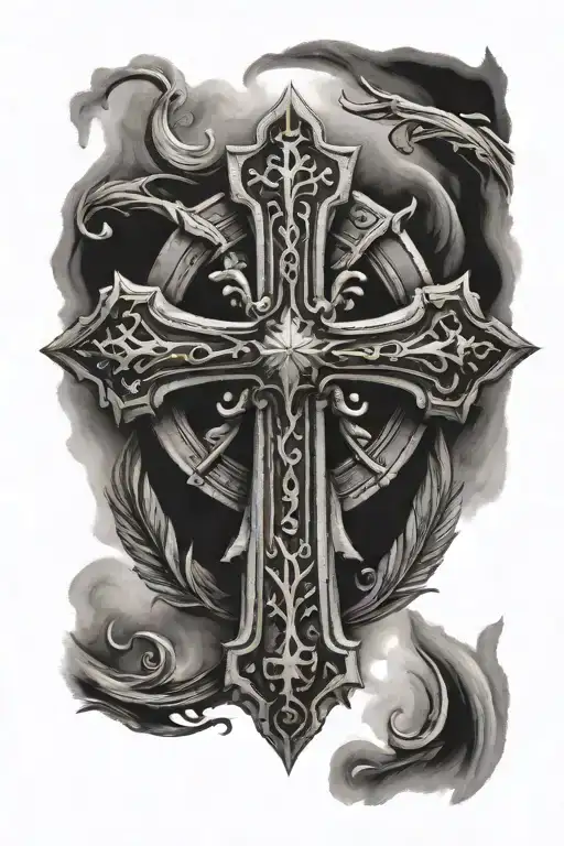 plain roman cross tattoo design idea