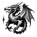 welsh dragon, heart shape, fishing hook tattoo design idea