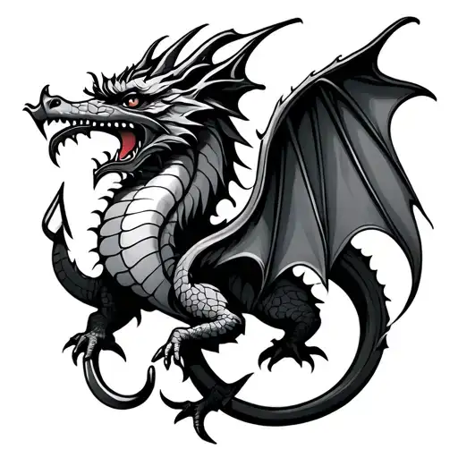 welsh dragon, heart shape, fishing hook tattoo design idea