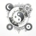 yin yang compass tattoo design idea