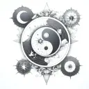 yin yang compass tattoo design idea