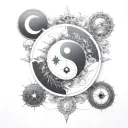 yin yang compass tattoo design idea
