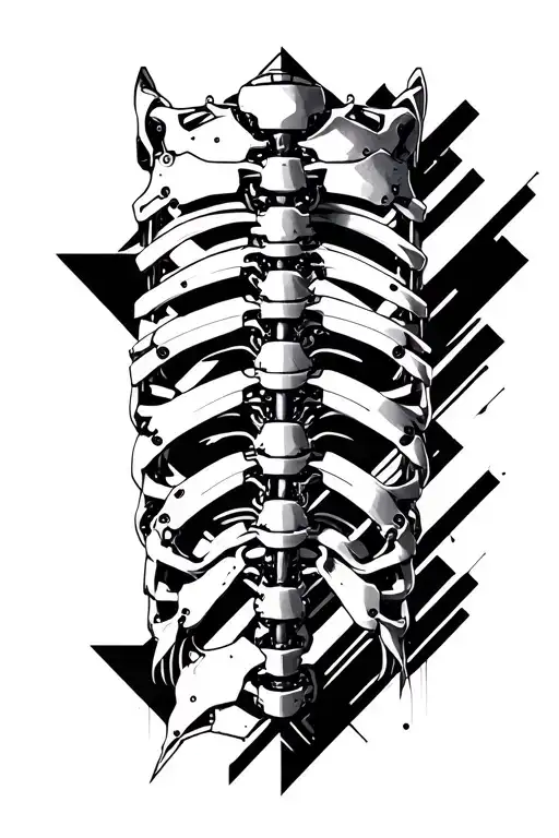 Robotic vertebral colone tattoo design idea