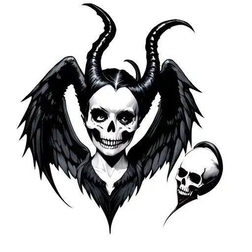 Harry Potter, maleficent, wings, skull, Harley Quinn,  tattoo design idea