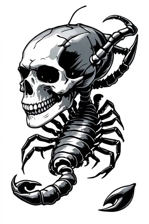 scorpion piercing a skull tattoo design idea