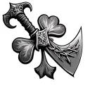clover in viking axe tattoo design idea