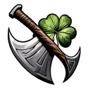 clover in viking axe tattoo design idea