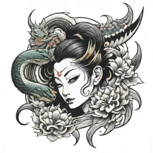 Chinese female tattoo design idea