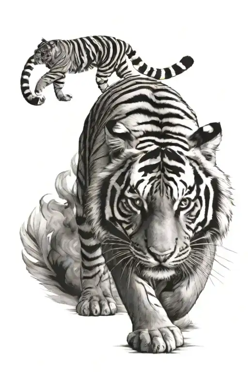 tiger walking tattoo design idea