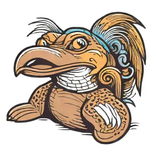 80's platypus with mullet tattoo design idea