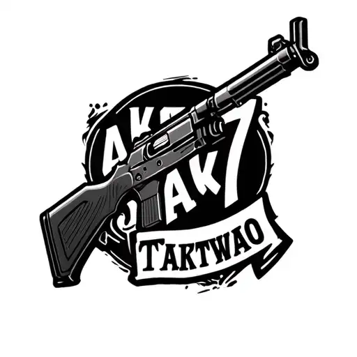 AK 47 on it chakreshwar name tattoo design idea