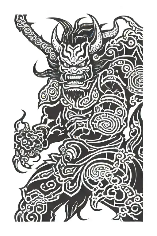 oni (Japanese demon) tattoo design idea