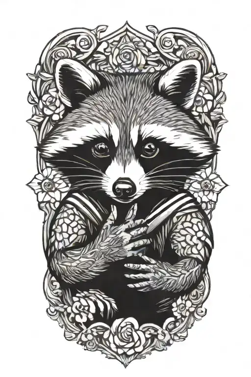 raccoon giving the finger tattoo design idea