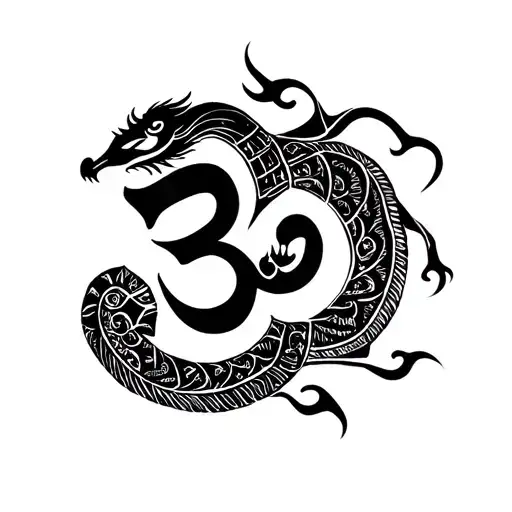 Hindu Om symbol and cobra tattoo design idea