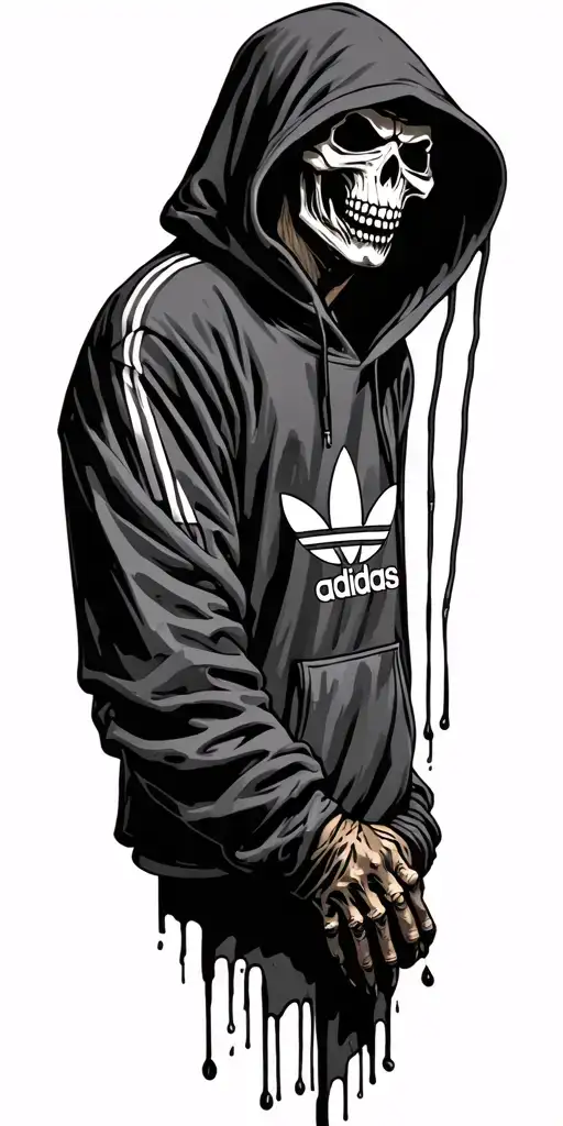 grim reaper wearing an Adidas hoody tattoo design idea
