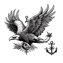eagle compass anchor intertwined tattoo design idea